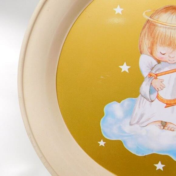 5 Piece Hallmark Mugs Peace Love Joy Angels Metal Tray Serving Tray 1992 Vintage - Picture 4 of 8